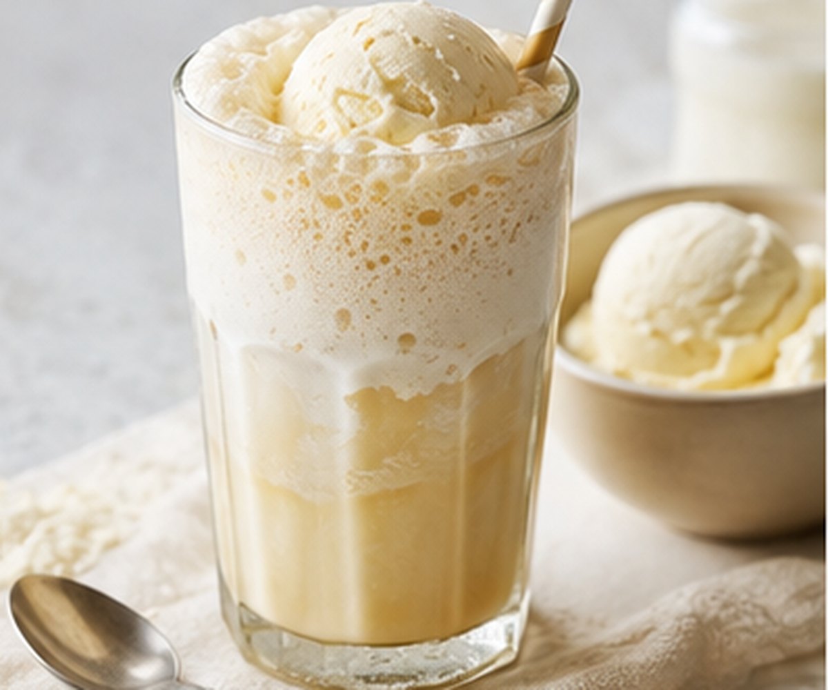 Creamy vanilla ice cream soda float for Vanilla Ice Cream 2001 flavour