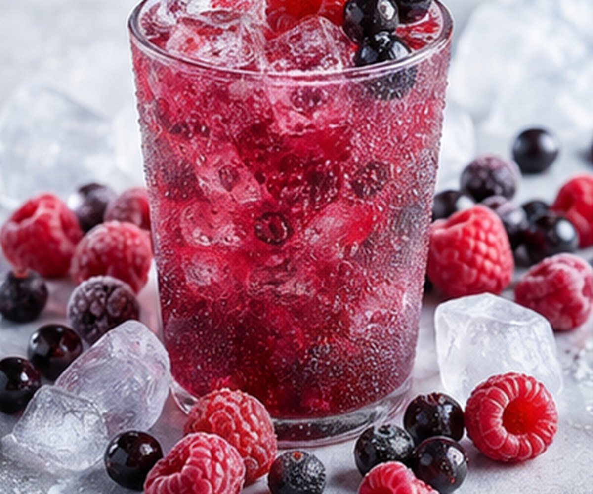 Icy raspberry blackcurrant drink with berries, frost and ice for Icy Raspberry Blackcurrant 9001 flavour